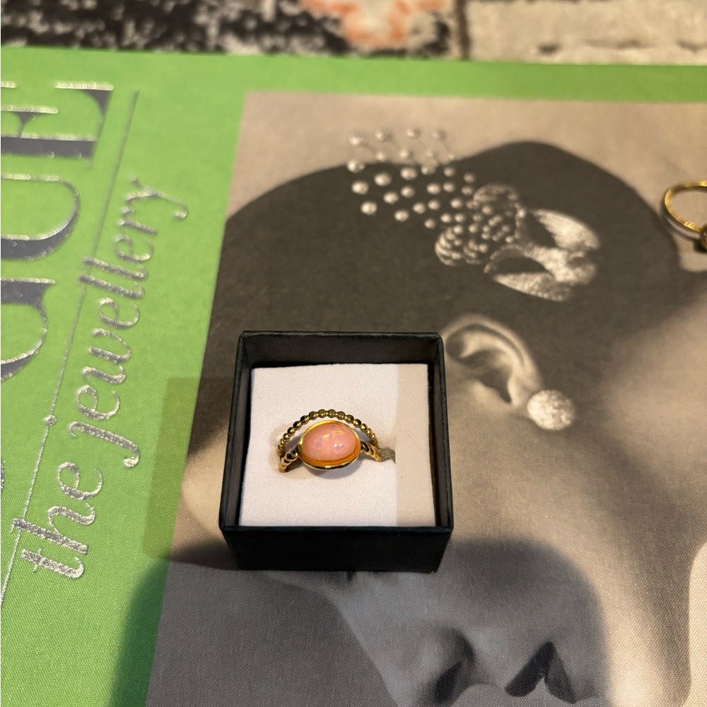 Handmade adjustable print opal ring
